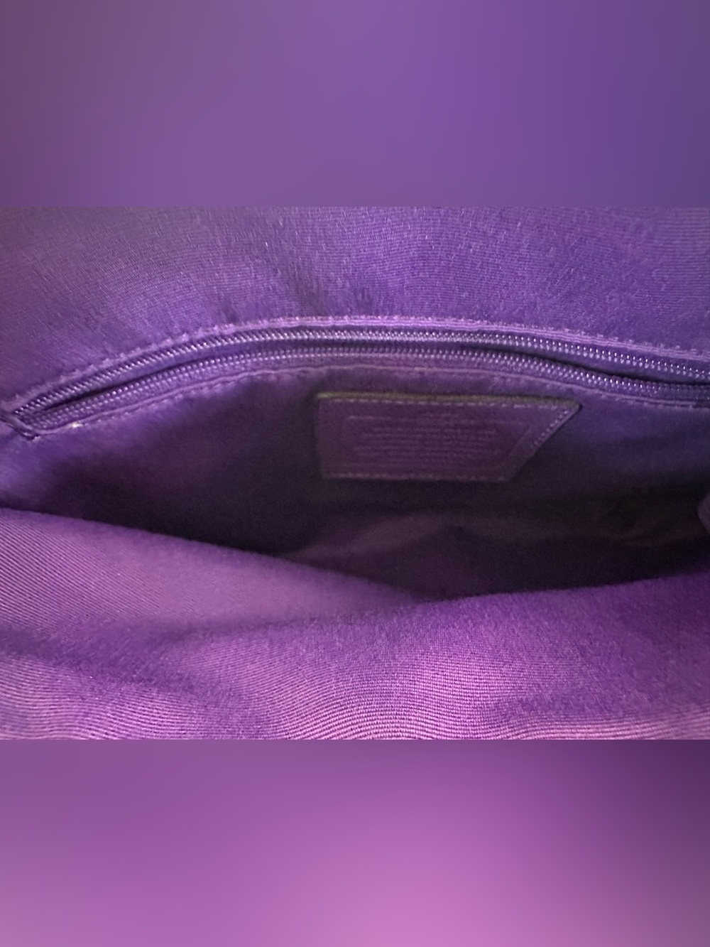 Coach Purple Crossgrain Leather Small Christie Carryall Satchel Bag. F36637 - Picture 13 of 16